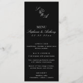 Monogram Black en White Wildflower Wedding Menu (Voorkant)