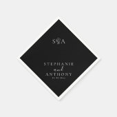 Monogram Black en White Wildflower Wedding Servet (Hoek)