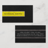 Monogram Black en Yellow Burlap Rustic Jute Visitekaartje (Voorkant / Achterkant)