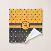 Monogram Black en Yellow Polka Dot Pattern Bad Handdoek (Wasdoekje)