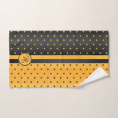 Monogram Black en Yellow Polka Dot Pattern Bad Handdoek (Handdoek)