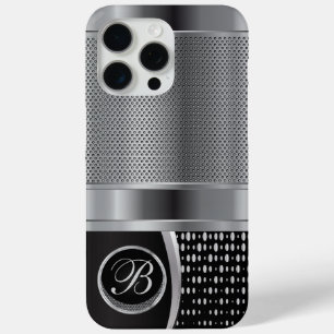 Monogram Black en zilver Metallic Mesh iPhone 15 Pro Max Hoesje