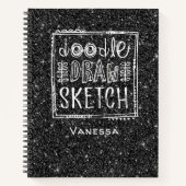 Monogram Black Glitter Artist Sketchbook Notitieboek (Voorkant)