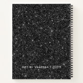 Monogram Black Glitter Artist Sketchbook Notitieboek (Achterkant)