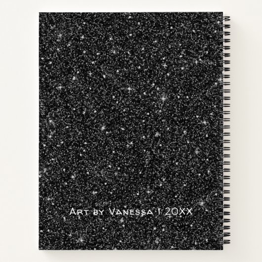 Monogram Black Glitter Artist Sketchbook Notitieboek (Achterkant)