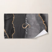 Monogram Black Gold Agate Geode Handdoek (Handdoek)