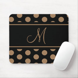 Monogram Black Gold Brown Polka Dots Muismat