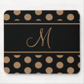 Monogram Black Gold Brown Polka Dots Muismat (Voorkant)