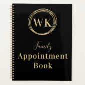 Monogram Black Gold Circle Family Appointing Book Planner (Voorkant)