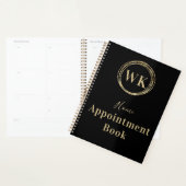 Monogram Black Gold Circles Home Appointing Book Planner (Display)