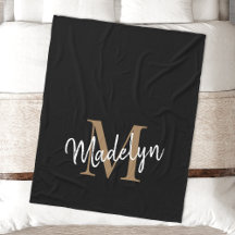 Monogram Black Gold Elegant Feminine Chic Script