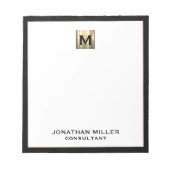 Monogram Black Gold Initiaal Notitieblok (Voorkant)