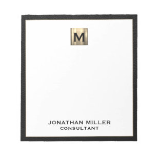 Monogram Black Gold Initiaal Notitieblok
