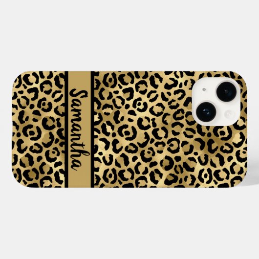 Monogram Black Gold Leopard Cheetah Print Case-Mate iPhone Case (Achterkant (horizontaal))