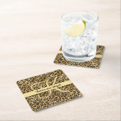 Monogram Black Gold Leopard Print Cheetah Animal Kartonnen Onderzetters (Insitu)