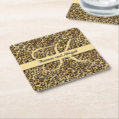 Monogram Black Gold Leopard Print Cheetah Animal Kartonnen Onderzetters (Schuin)
