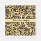 Monogram Black Gold Leopard Print Cheetah Animal Servet (Voorkant)