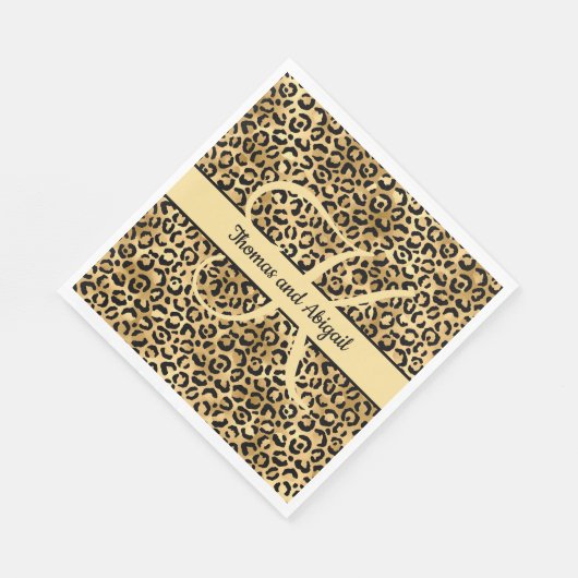 Monogram Black Gold Leopard Print Cheetah Animal Servet (Hoek)