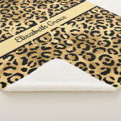 Monogram Black Gold Leopard Print Cheetah Animal Sherpa Deken (3/4)