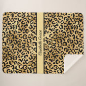 Monogram Black Gold Leopard Print Cheetah Animal Sherpa Deken (Voorkant (horizontaal))