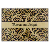 Monogram Black Gold Leopard Print Cheetah Animal Snijplank (Voorkant)