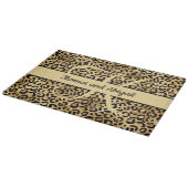 Monogram Black Gold Leopard Print Cheetah Animal Snijplank (Hoek)