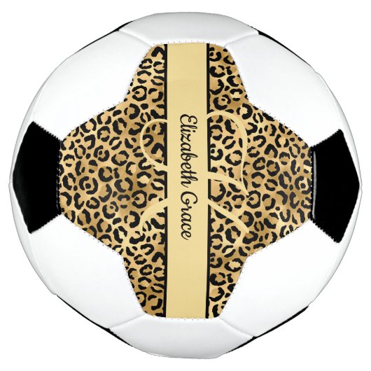 Monogram Black Gold Leopard Print Cheetah Animal Voetbal (Gedraaid)