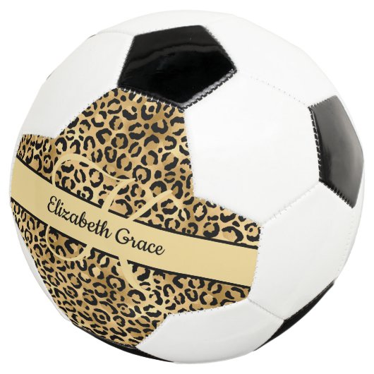 Monogram Black Gold Leopard Print Cheetah Animal Voetbal (Drie kwart)