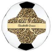 Monogram Black Gold Leopard Print Cheetah Animal Voetbal (Voorkant)