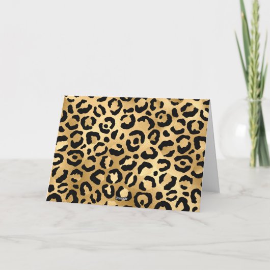 Monogram Black Gold Leopard Print Cheetah Greep Kaart (Achterkant)