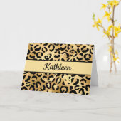 Monogram Black Gold Leopard Print Cheetah Greep Kaart (Gele Bloem)