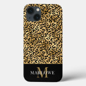 Monogram Black Gold Leopard Spots Pattern Case-Mate iPhone Case (Achterkant)