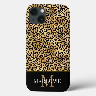 Monogram Black Gold Leopard Spots Pattern Case-Mate iPhone Case
