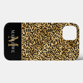 Monogram Black Gold Leopard Spots Pattern Case-Mate iPhone Case (Achterkant (horizontaal))