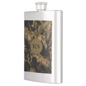 Monogram Black Gold Marble Agate Groomsman cadeau Flacon (Links)