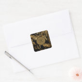 Monogram Black Gold Marble Agate Trendy Modern Vierkante Sticker (Envelop)
