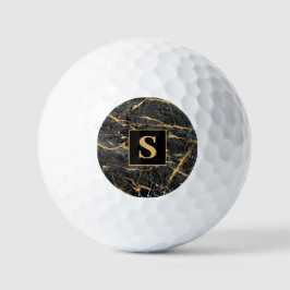 Monogram Black Gold Marmer Golfballen