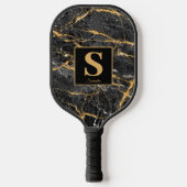 Monogram Black Gold Marmer Pickleball Paddle (Voorkant)