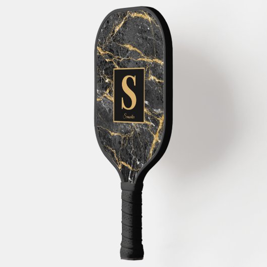 Monogram Black Gold Marmer Pickleball Paddle (Links)