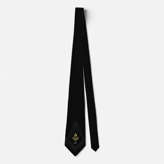Monogram Black Gold Masonic Stropdassen | Freemaso (Voorkant)