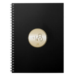 Monogram Black Gold Medical Stethoscoop Hartslag Notitieboek