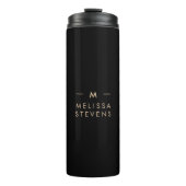 Monogram Black Gold | Modern Chic Elegant Thermosbeker (Voorkant)