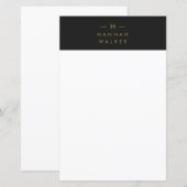 Monogram Black Gold | Modern minimalistisch Briefp (Voorkant / Achterkant)