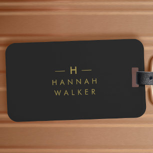 Monogram Black Gold Moderne minimalistische lega Bagagelabel