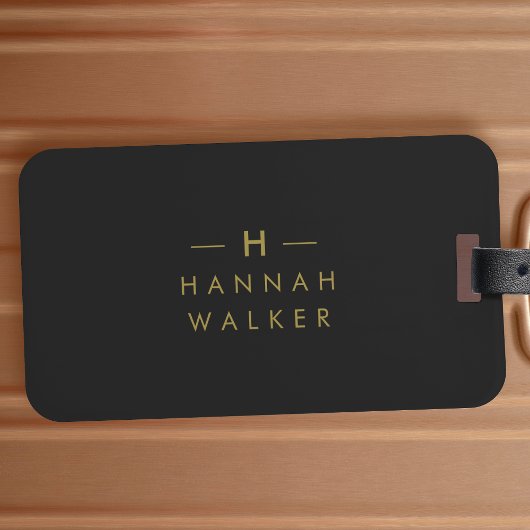 Monogram Black Gold | Moderne minimalistische lega Bagagelabel