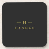 Monogram Black Gold | Moderne minimalistische lega Bier Onderzetter (Voorkant)