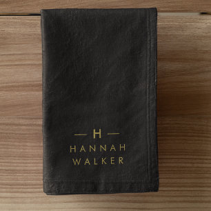 Monogram Black Gold Moderne minimalistische lega Handdoek