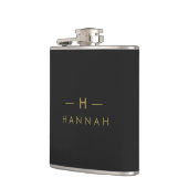 Monogram Black Gold | Moderne minimalistische lega Heupfles (Links)