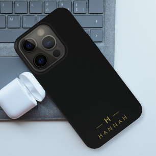 Monogram Black Gold Moderne minimalistische lega iPhone 15 Pro Case