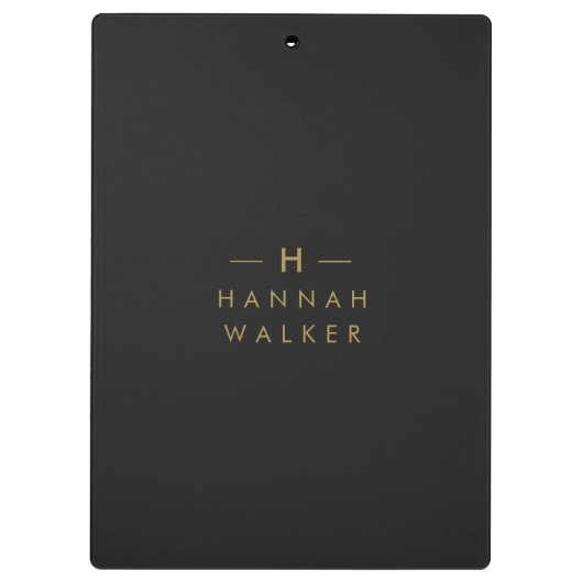 Monogram Black Gold | Moderne minimalistische lega Klembord (Achterkant)